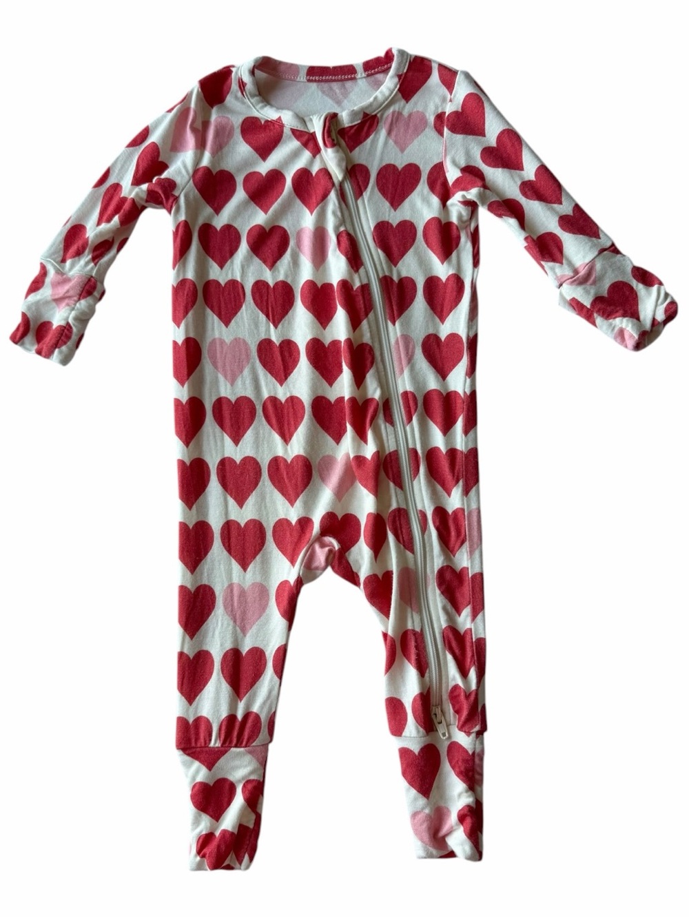 Pink Chicken Baby Romper Girls 3-6M Pink Red Hearts Bamboo Zippy Pajamas